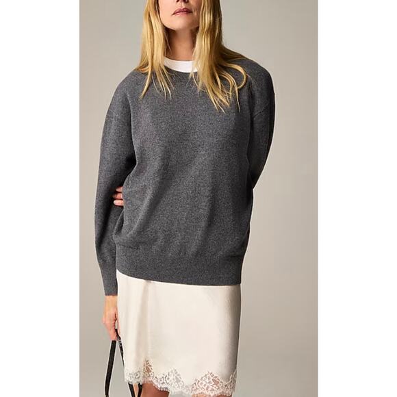 J. Crew Cashmere Relaxed Crew Neck Sweater Casual Wardrobe Grey Women's S - Picture 1 of 13